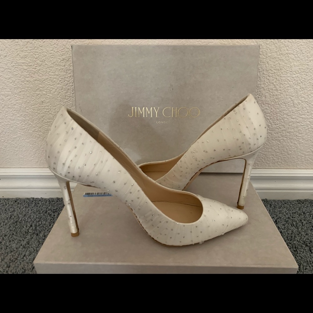 Jimmy Choo White Tulle Heels